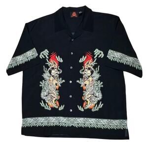 Vintage 7 Diamonds Chinese Dragon Button Down Shirt Mens Size XL